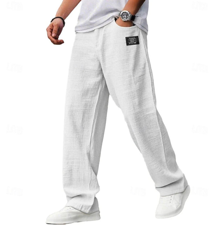 Men's Relaxed-Fit Lightweight Wide-Leg Casual Pants - White