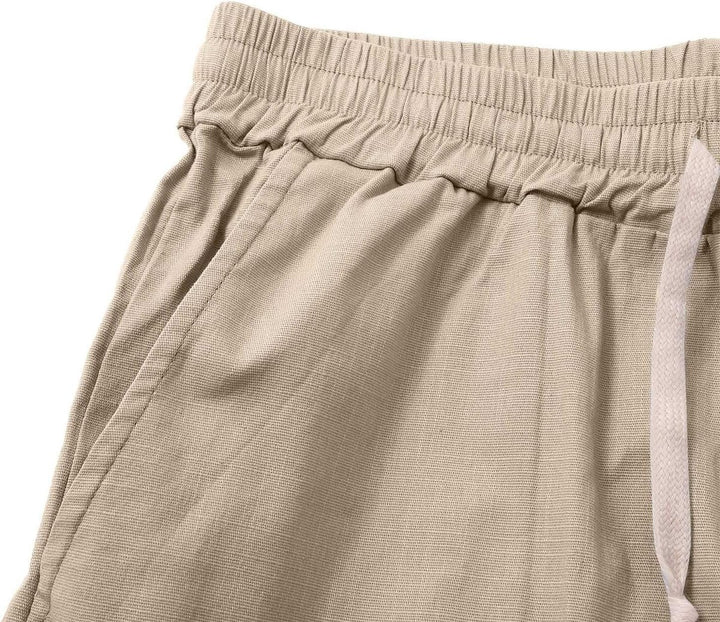 Men's Relaxed-Fit Linen-Feel Drawstring Casual Shorts