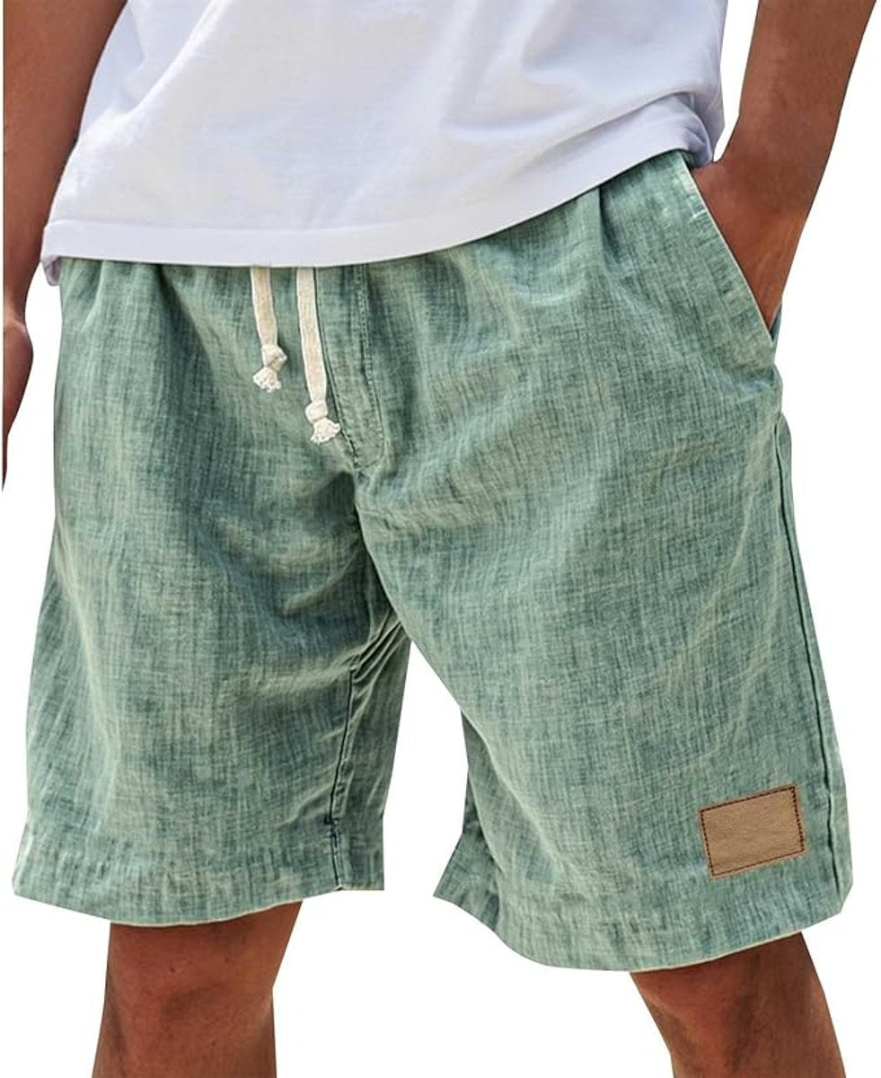 Men's Relaxed-Fit Linen-Feel Drawstring Casual Shorts - Mint Green