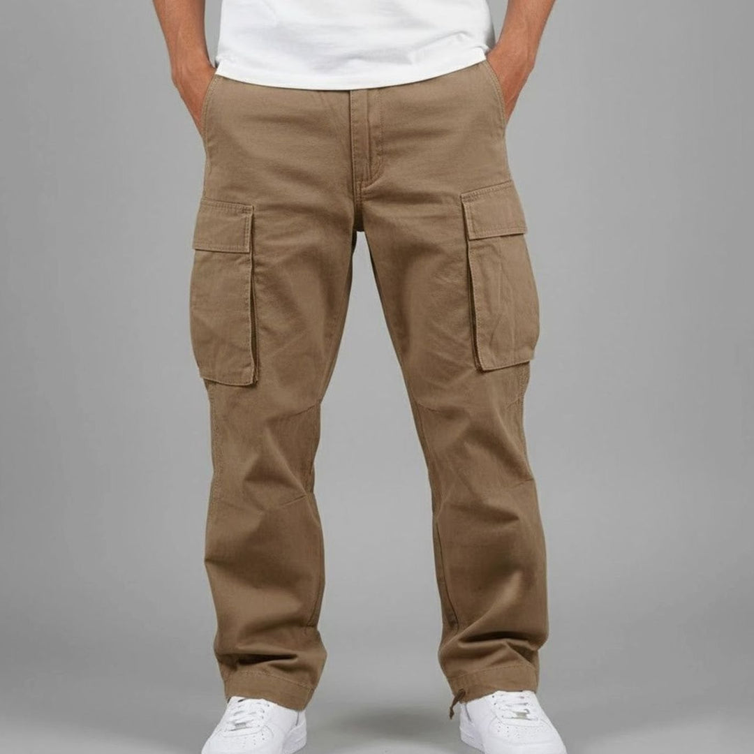Men's Relaxed Fit Multi-Pocket Streetwear Cargo Pants - Brown