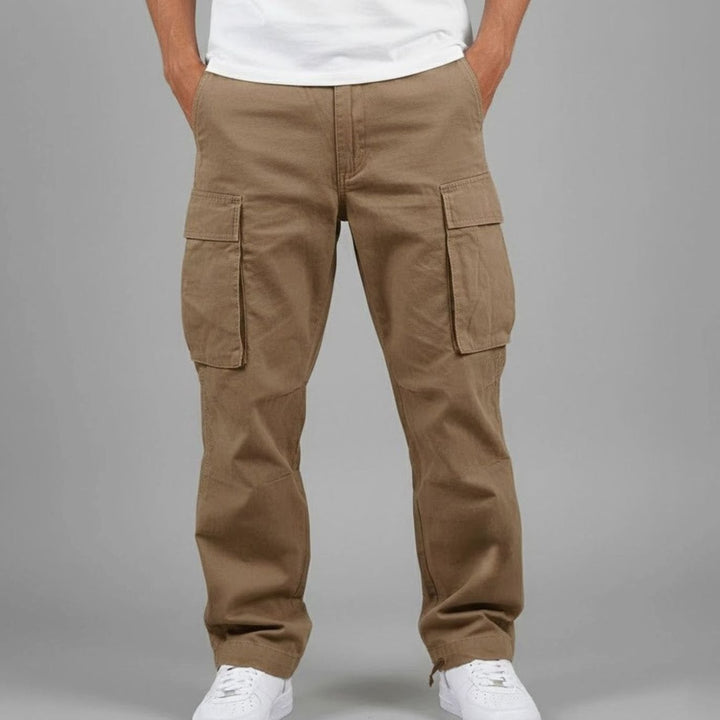 Men's Relaxed Fit Multi-Pocket Streetwear Cargo Pants - Brown