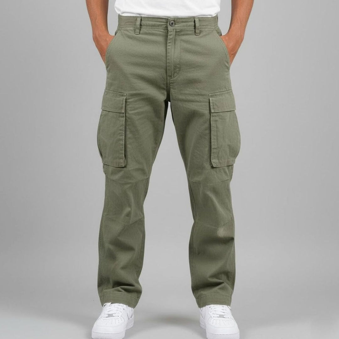 Men's Relaxed Fit Multi-Pocket Streetwear Cargo Pants - Dark Green