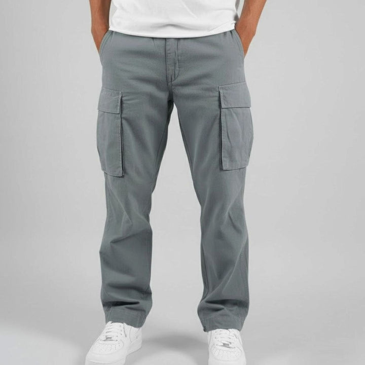 Men's Relaxed Fit Multi-Pocket Streetwear Cargo Pants - Grey