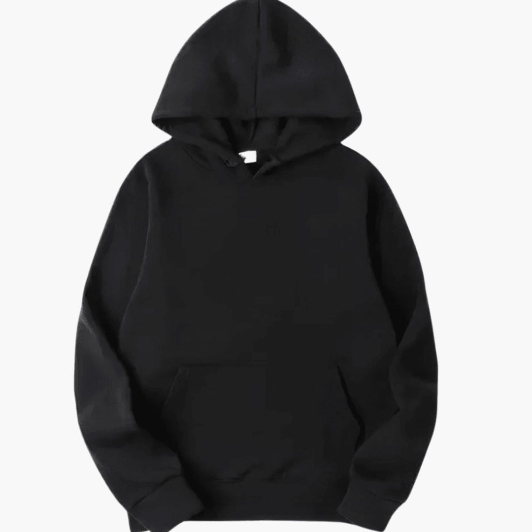 Men's Relaxed-Fit Solid Long Sleeve Hoodie Sweatshirt - Black