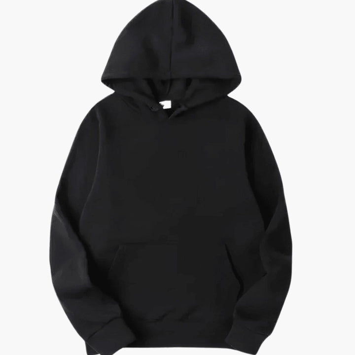Men's Relaxed-Fit Solid Long Sleeve Hoodie Sweatshirt - Black