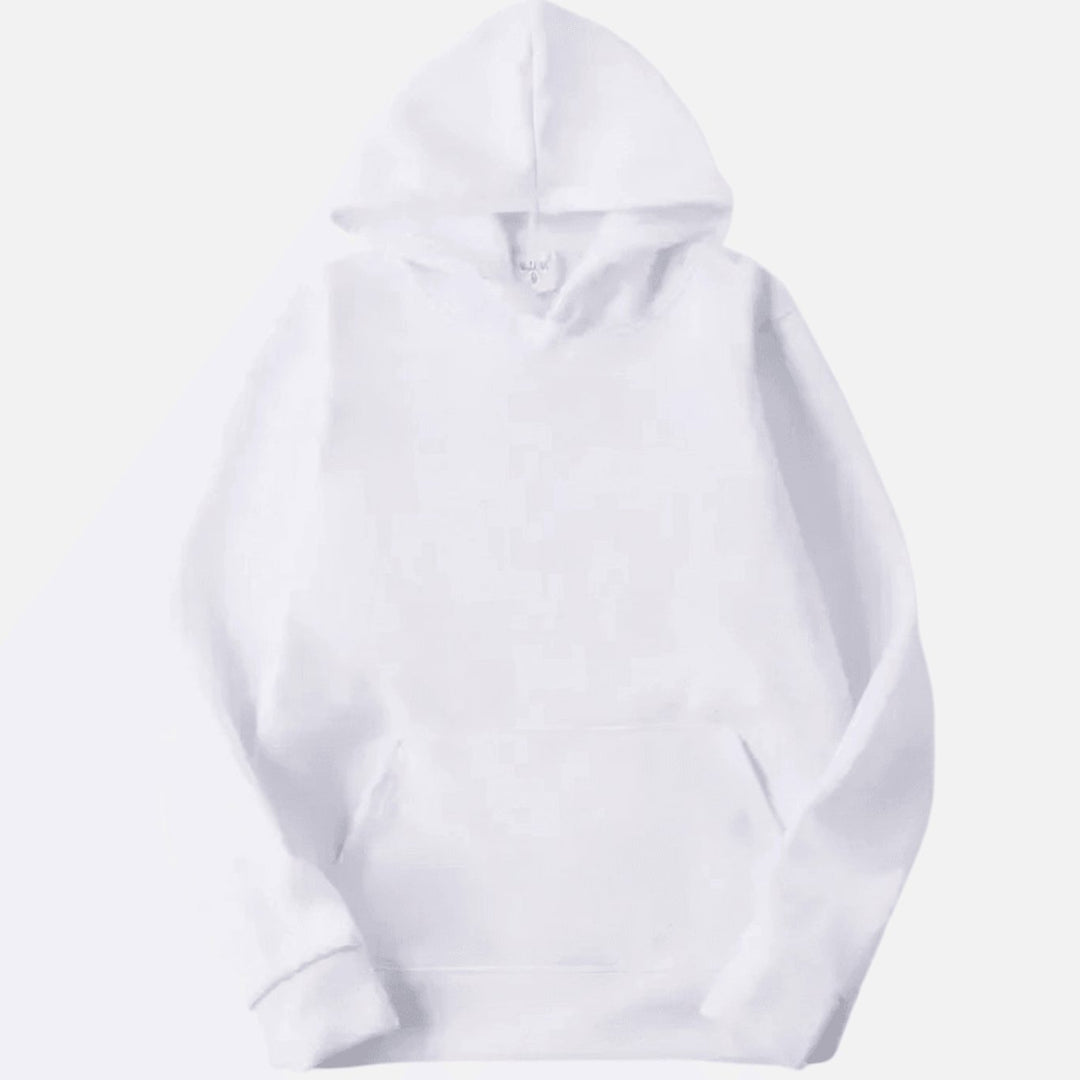 Men's Relaxed-Fit Solid Long Sleeve Hoodie Sweatshirt - White