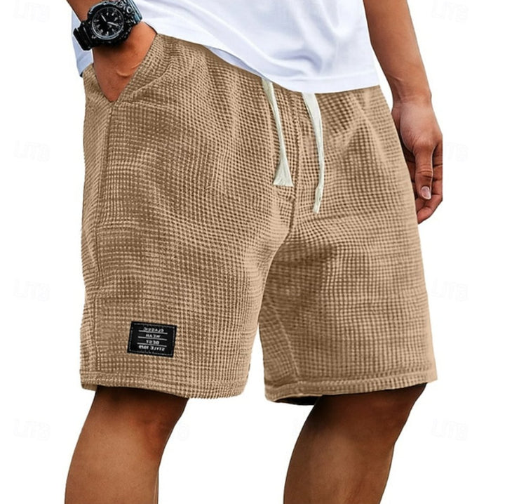 Men's Relaxed-Fit Waffle-Knit Drawstring Casual Shorts - Brown