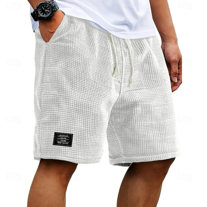 Men's Relaxed-Fit Waffle-Knit Drawstring Casual Shorts - White