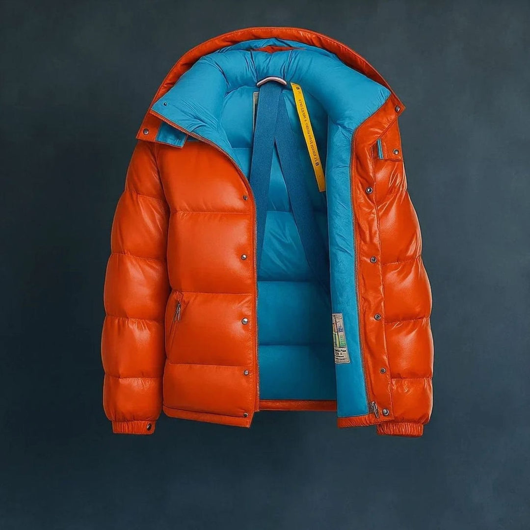 Men's Relaxed-Fit Zip-Up Insulated Puffer Jacket High Funnel Neck