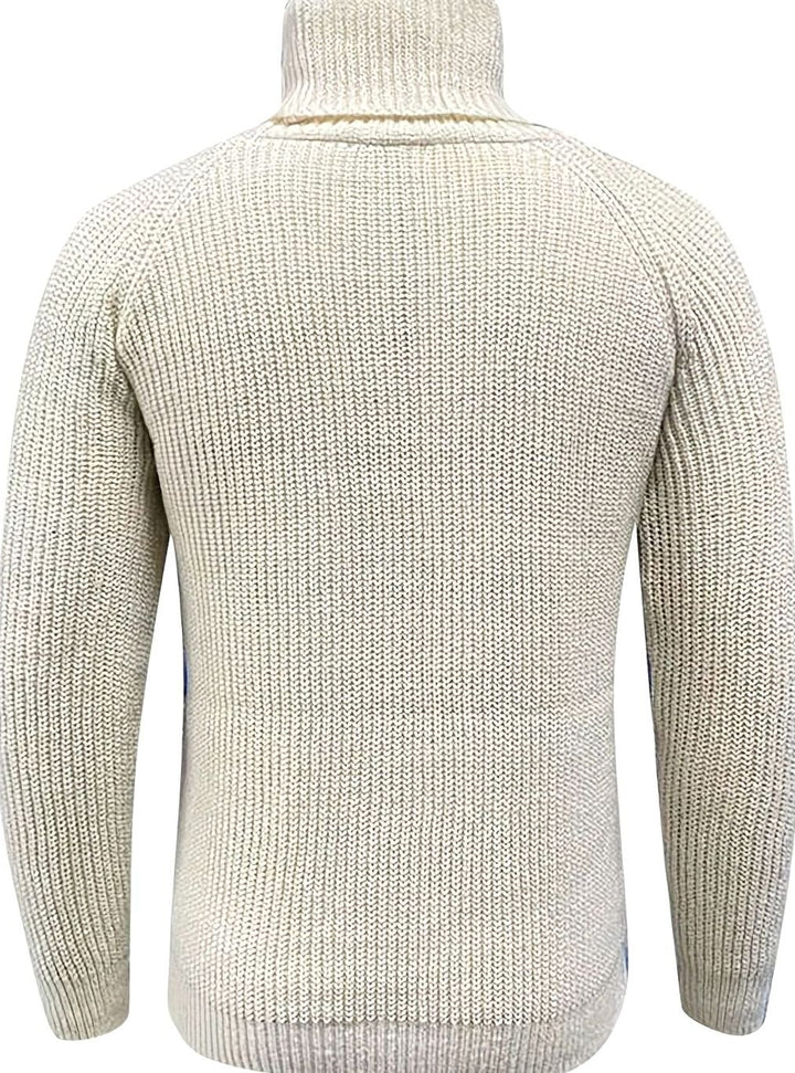 Men's Ribbed Knit Turtleneck Sweater Regular Fit Pullover