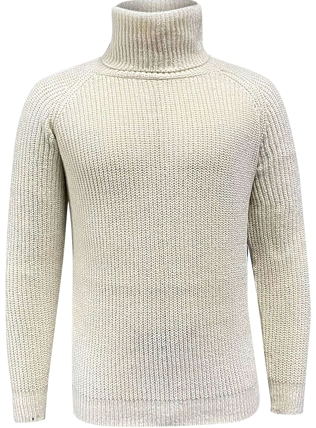 Men's Ribbed Knit Turtleneck Sweater Regular Fit Pullover