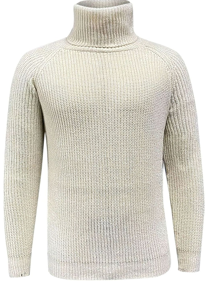 Men's Ribbed Knit Turtleneck Sweater Regular Fit Pullover