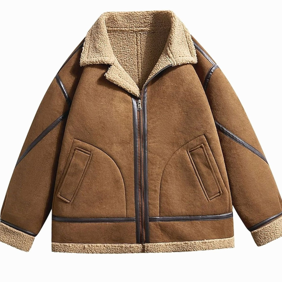 Men's Sherpa-Lined Aviator Bomber Jacket Full-Zip
