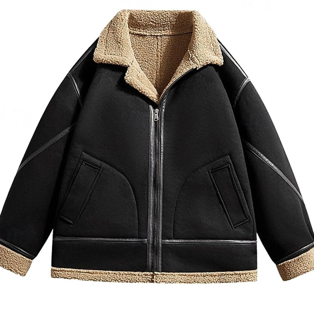 Men's Sherpa-Lined Aviator Bomber Jacket Full-Zip