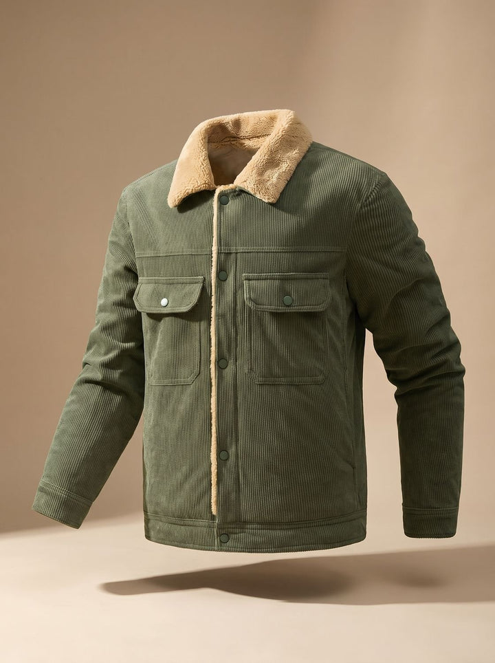 Men's Sherpa-Lined Corduroy Button-Front Jacket
