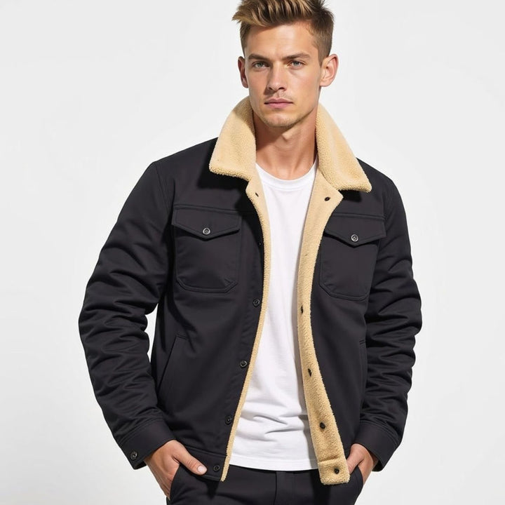 Men's Sherpa-Lined Fleece Winter Jacket Relaxed Fit
