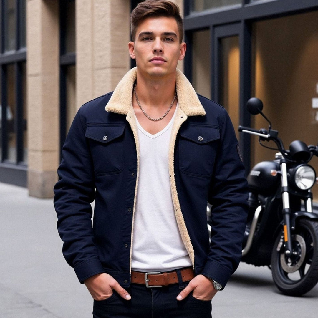 Men's Sherpa-Lined Fleece Winter Jacket Relaxed Fit