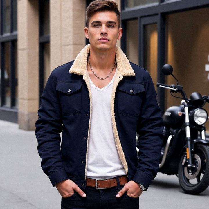Men's Sherpa-Lined Fleece Winter Jacket Relaxed Fit