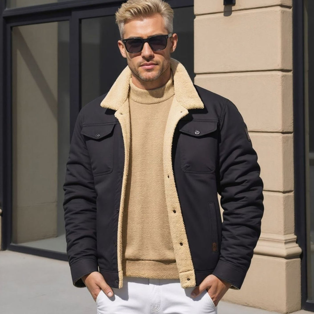 Men's Sherpa-Lined Fleece Winter Jacket Relaxed Fit