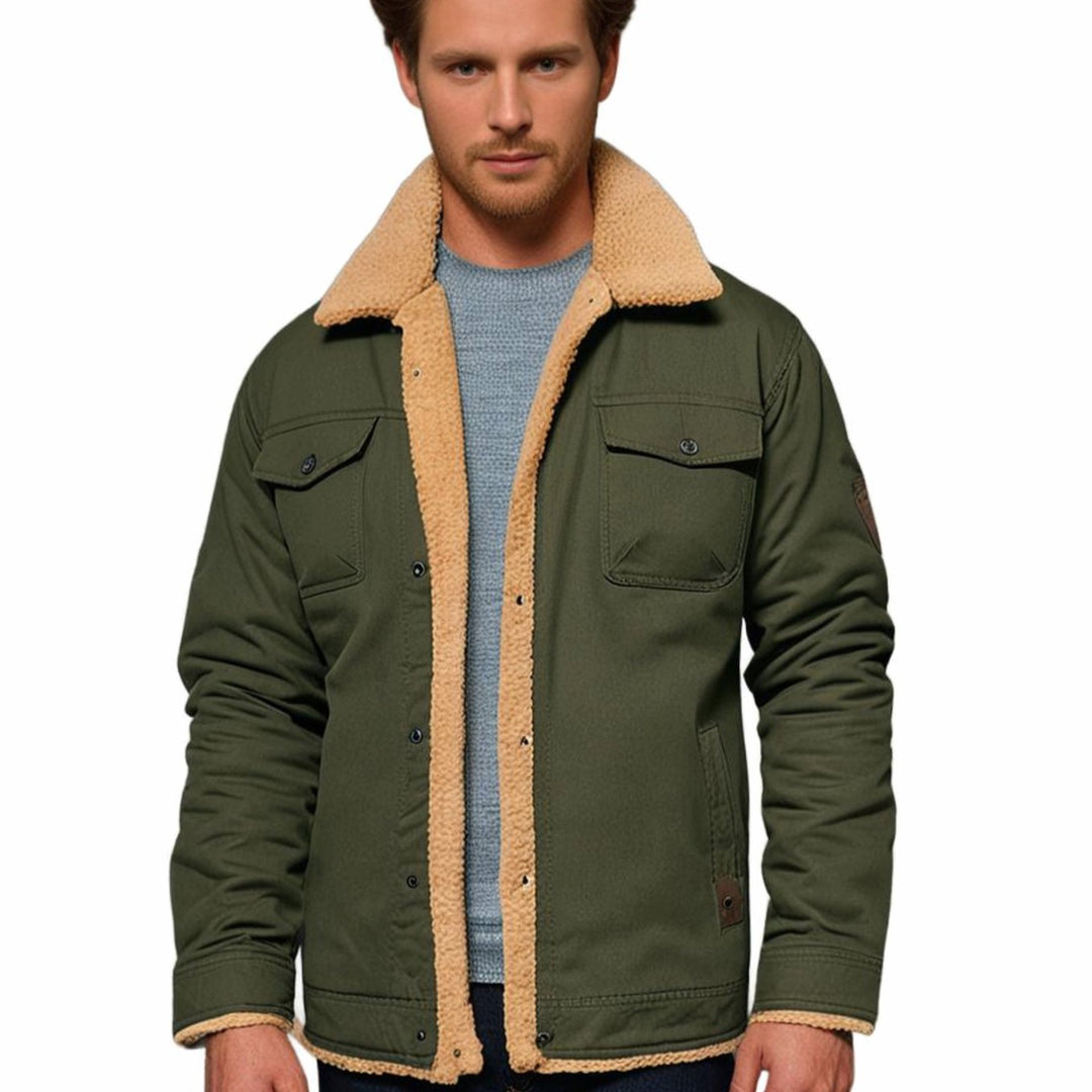 Men's Sherpa-Lined Relaxed-Fit Snap-Button Casual Jacket