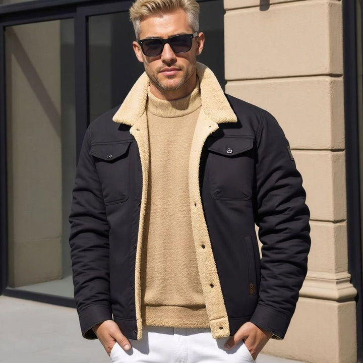 Men's Sherpa-Lined Relaxed-Fit Snap-Button Casual Jacket