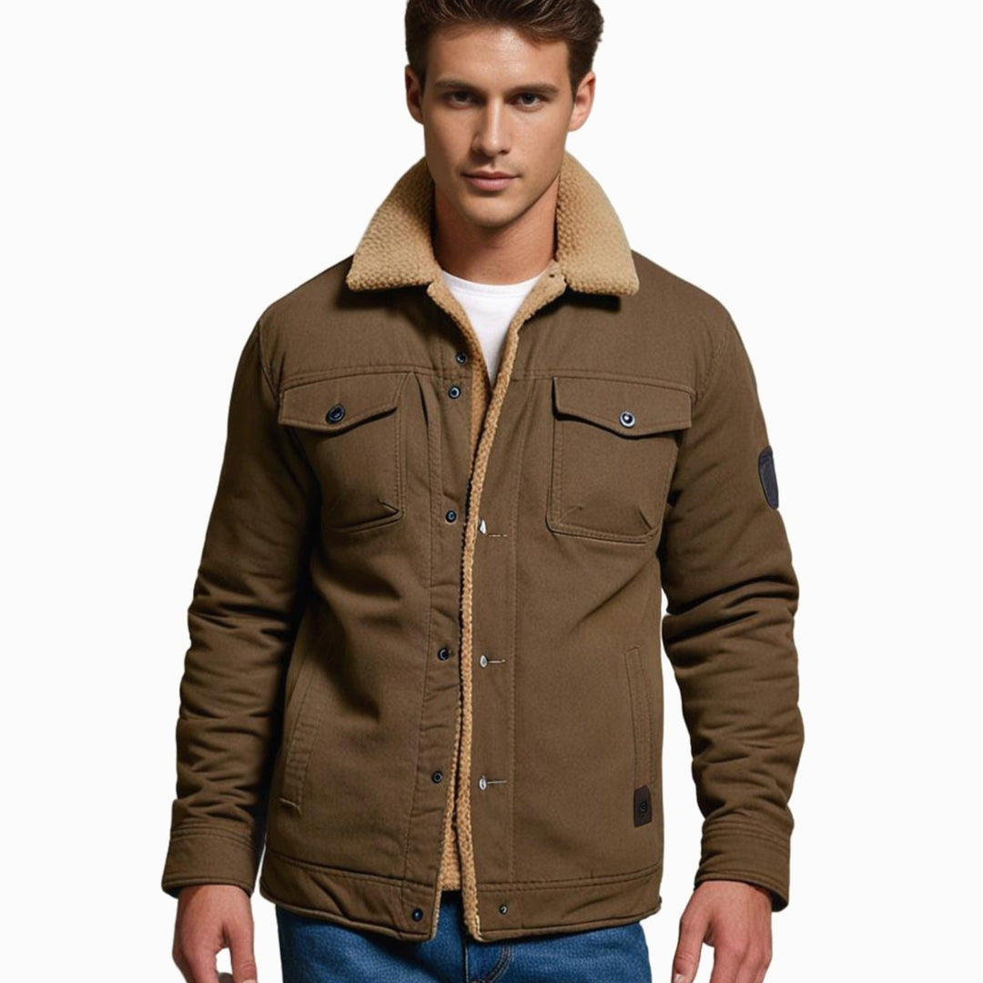 Men's Sherpa-Lined Relaxed-Fit Snap-Button Casual Jacket