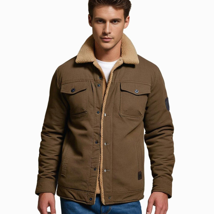 Men's Sherpa-Lined Relaxed-Fit Snap-Button Casual Jacket