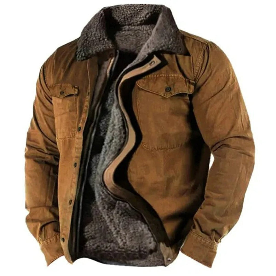 Men's Sherpa-Lined Western Snap-Button Mens Cardigan Jacket - Brown