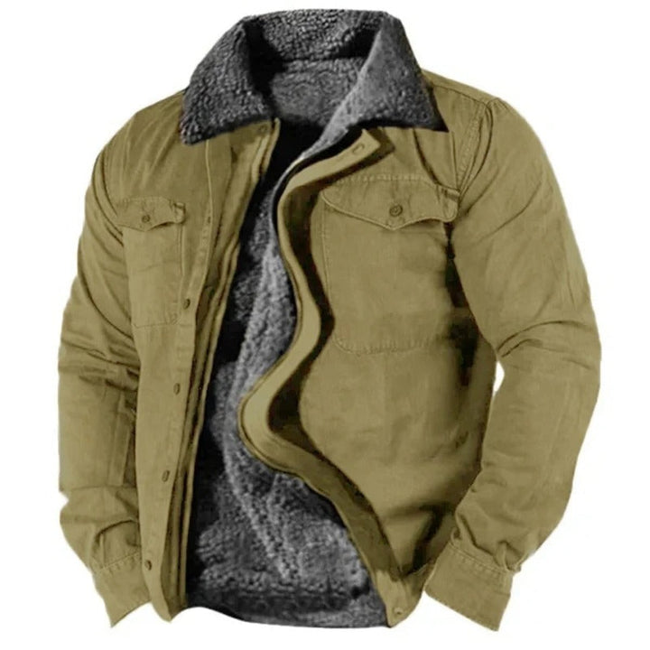Men's Sherpa-Lined Western Snap-Button Mens Cardigan Jacket - Green