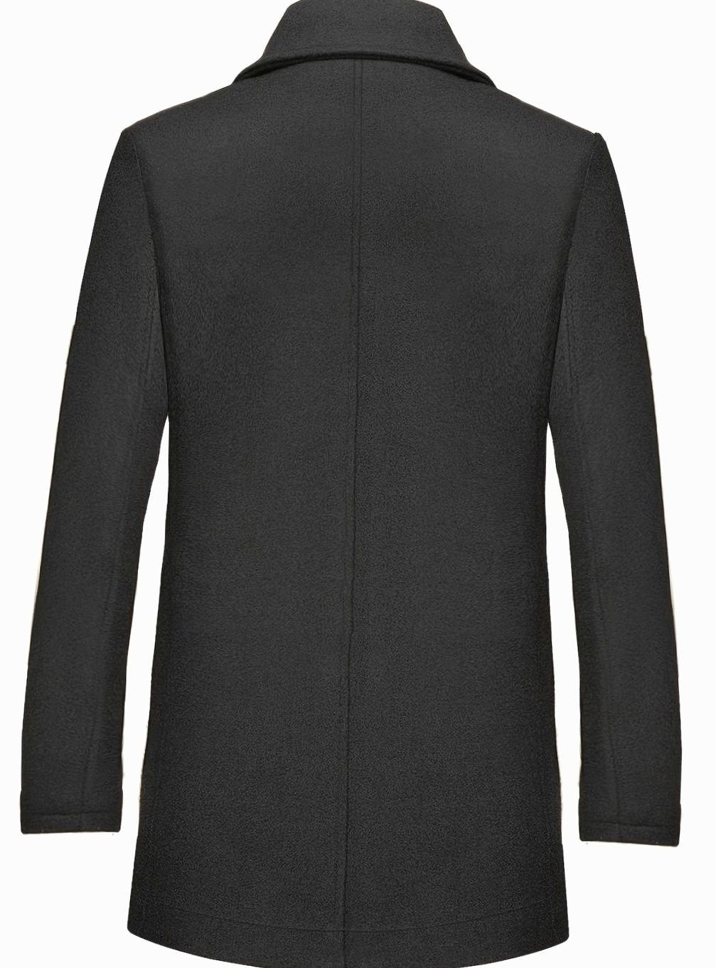 Men's Single-Breasted Wool Overcoat Tailored Lapel Scarf