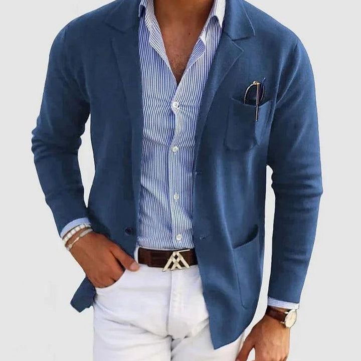 Men's Slim Fit Blazer Notch Lapel Button-Front Sport Coat - Blue