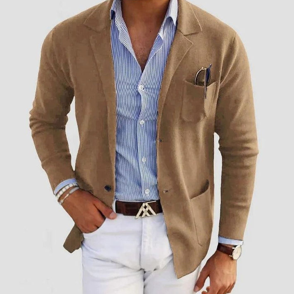 Men's Slim Fit Blazer Notch Lapel Button-Front Sport Coat - Beige