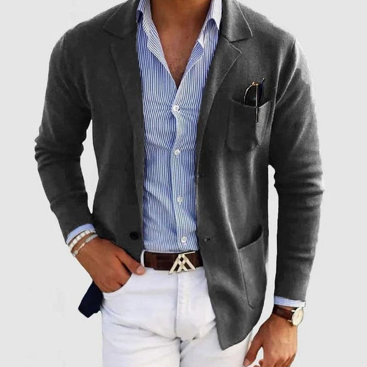 Men's Slim Fit Blazer Notch Lapel Button-Front Sport Coat - Dark Grey