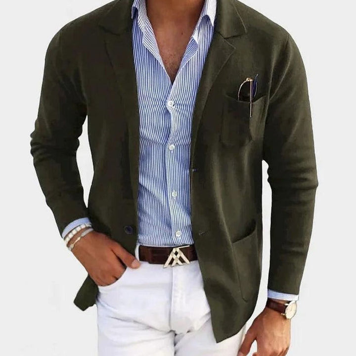 Men's Slim Fit Blazer Notch Lapel Button-Front Sport Coat - Dark Green