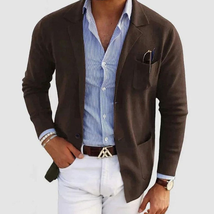 Men's Slim Fit Blazer Notch Lapel Button-Front Sport Coat - Brown
