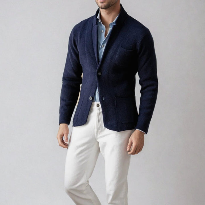 Men's Slim-Fit Blazer-Style Button-Front Knit Cardigan