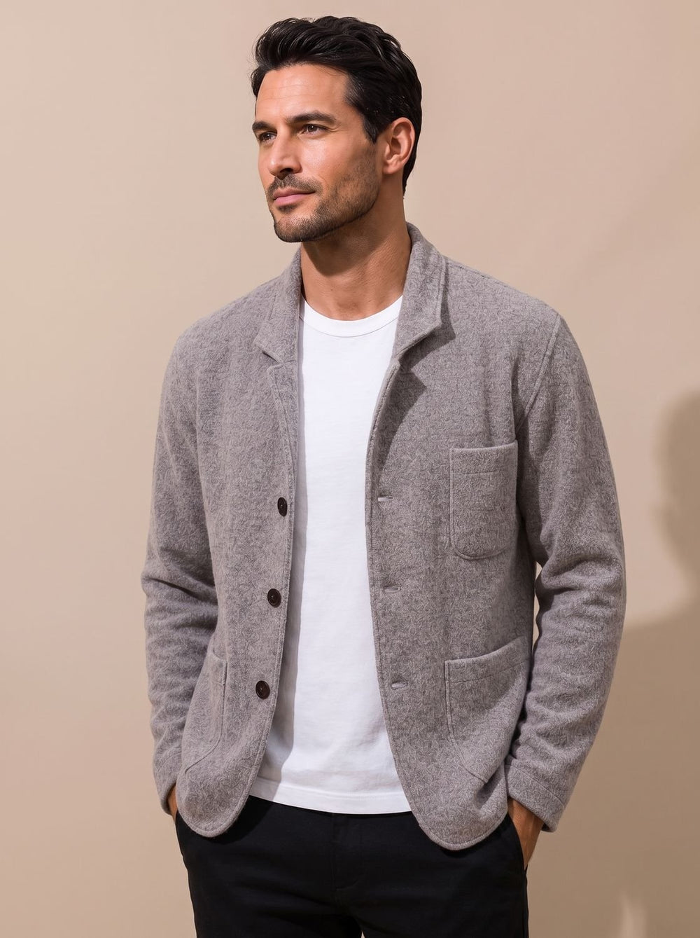 Men's Slim Fit Button-Front Knit Cardigan - Gray