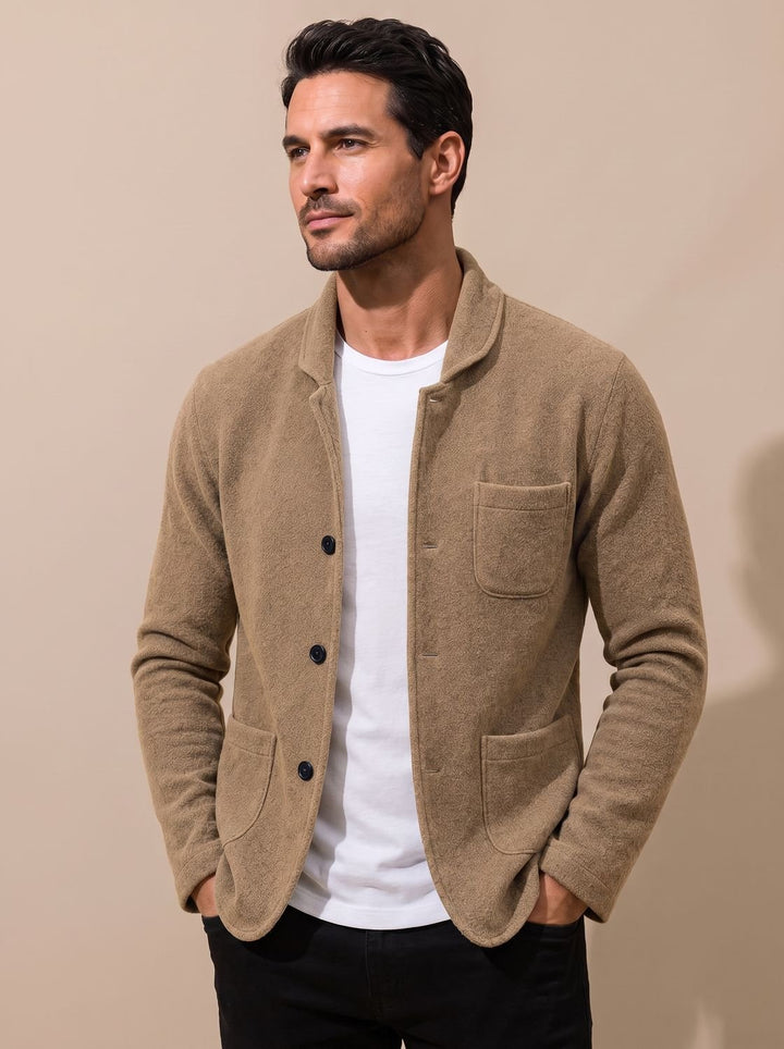 Men's Slim Fit Button-Front Knit Cardigan - Beige