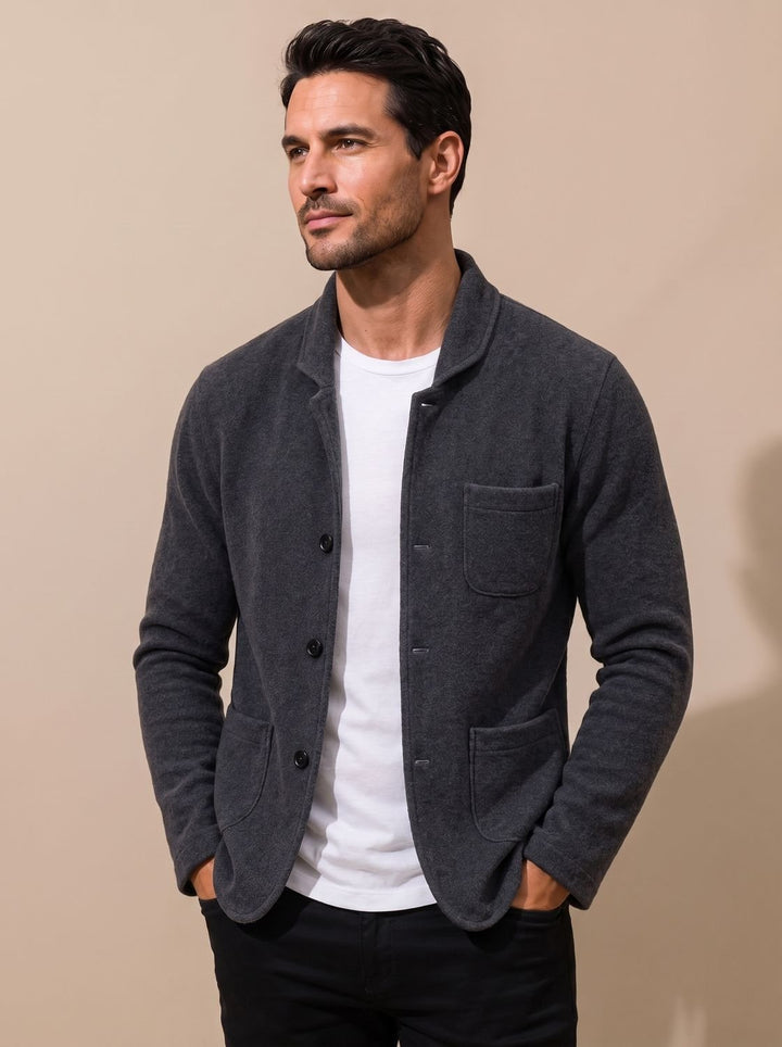 Men's Slim Fit Button-Front Knit Cardigan - Black