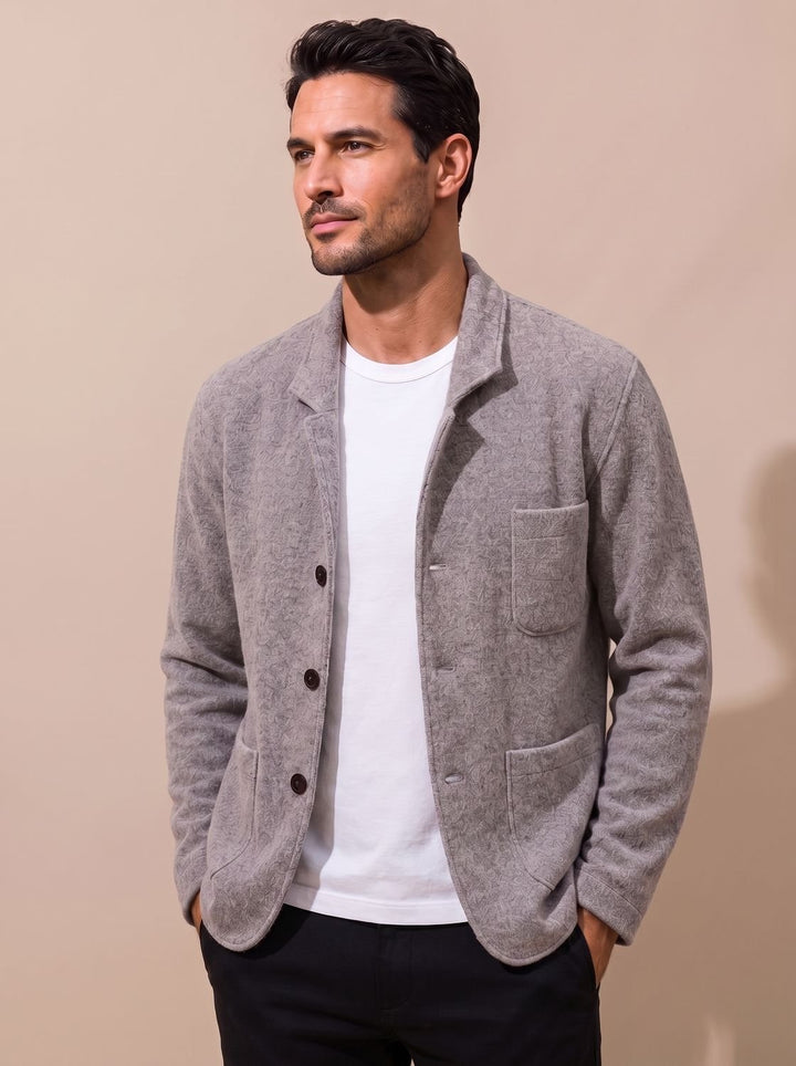 Men's Slim-Fit Button-Front Knit Cardigan Blazer - Gray
