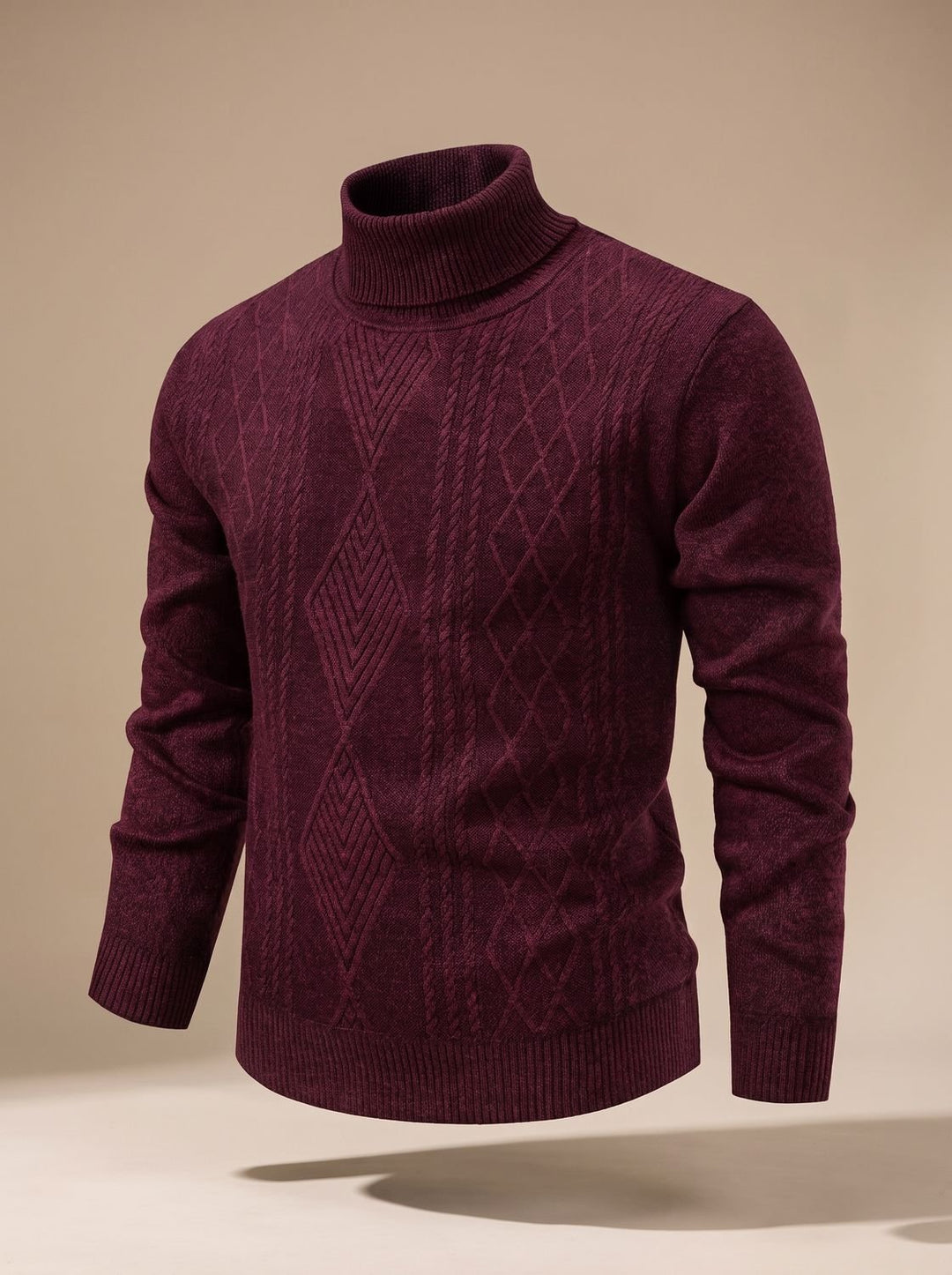 Men's Slim-Fit Cable-Knit Turtleneck Sweater