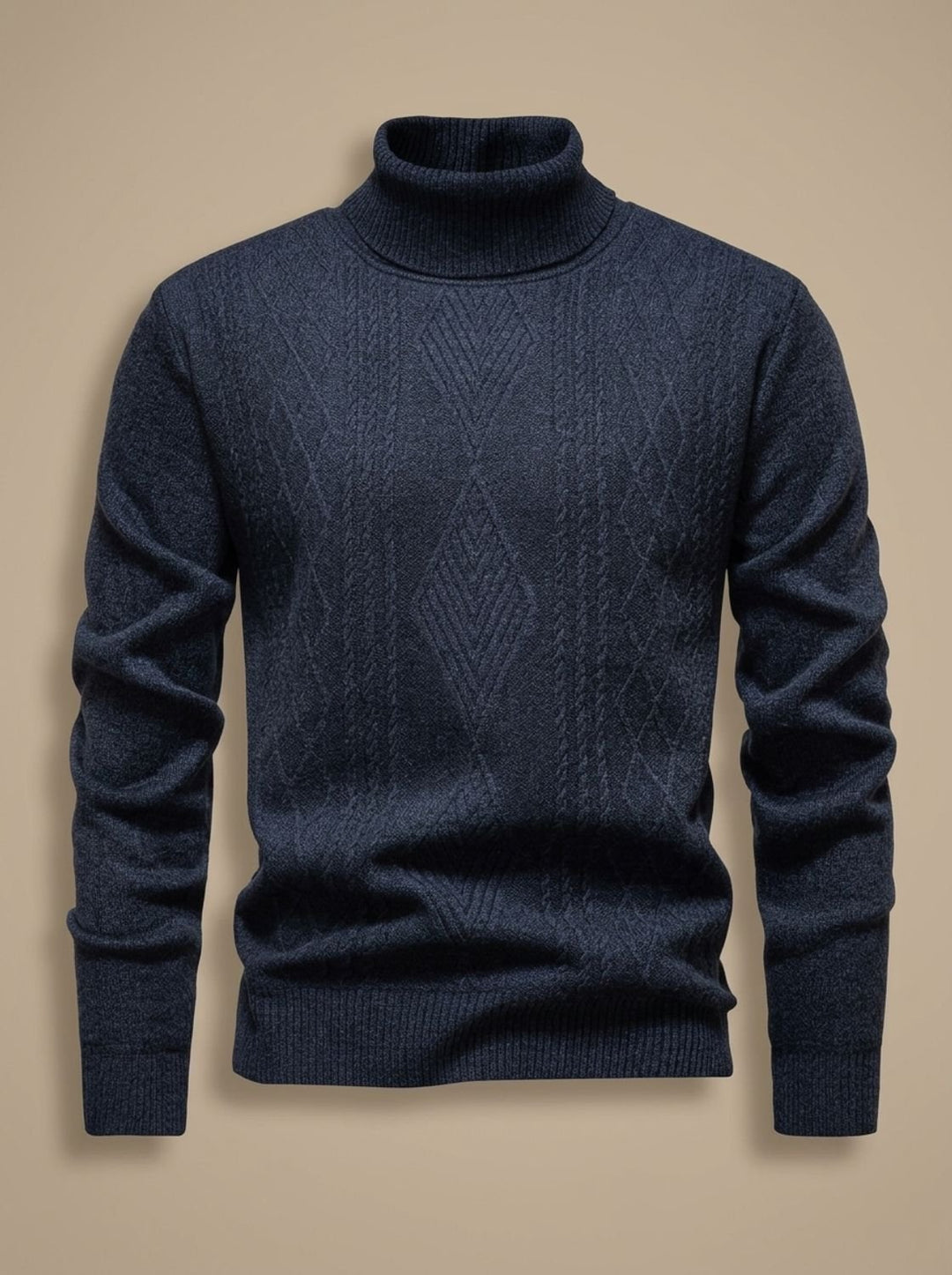 Men's Slim-Fit Cable-Knit Turtleneck Sweater - Dark Gray