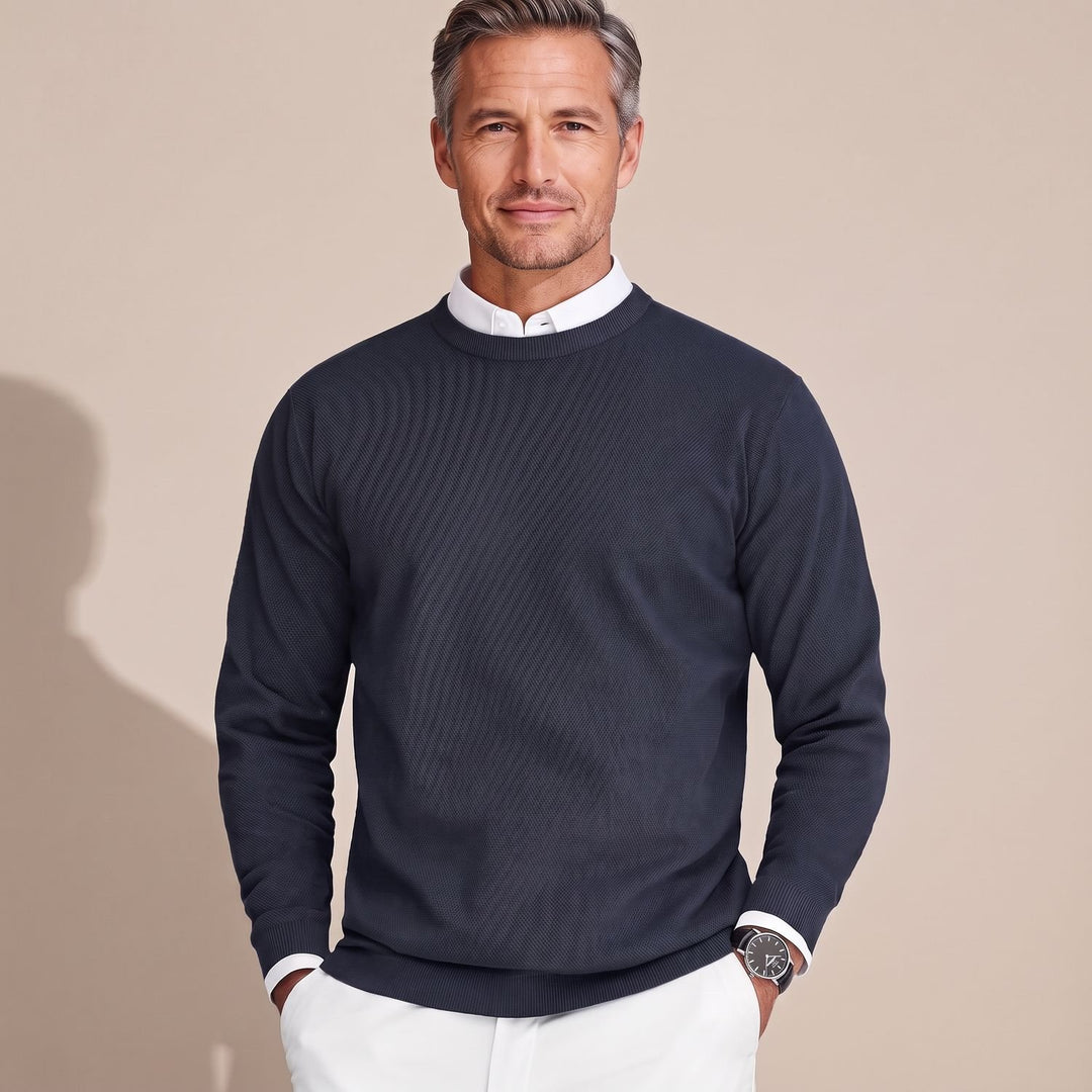 Men's Slim-Fit Crew Neck Layering Sweater - Blue