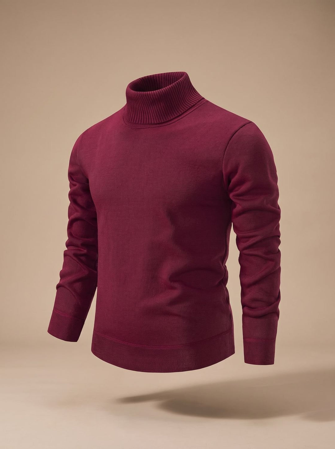 Men's Slim-Fit Fine-Knit Turtleneck Sweater Ribbed Cuffs - Dark Gray