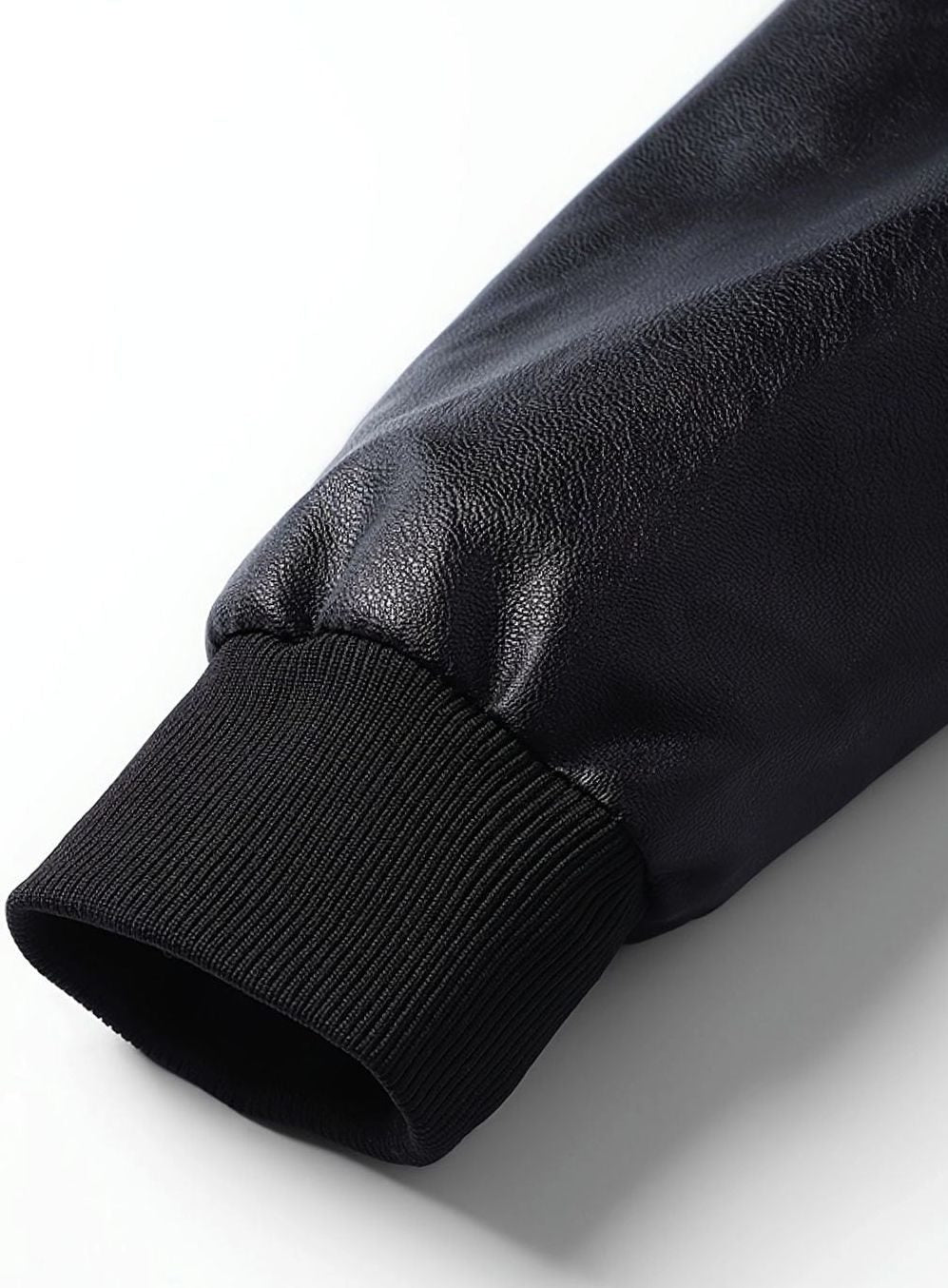 Men's Slim-Fit Full-Zip Faux Leather Bomber Jacket