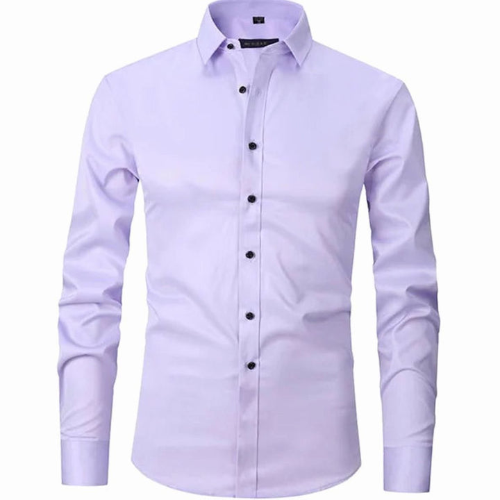 Men's Slim-Fit Long-Sleeve Button-Down Dress Shirt - Purple