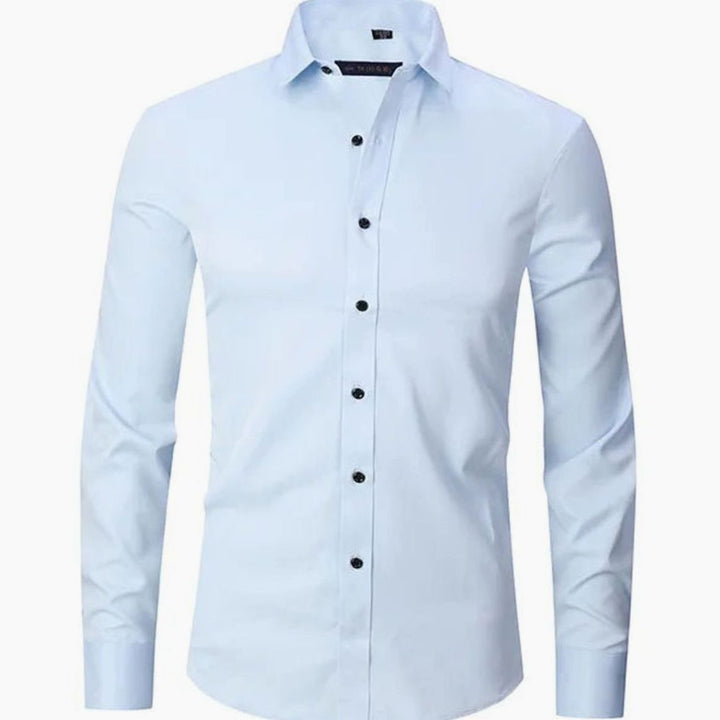 Men's Slim-Fit Long-Sleeve Button-Down Dress Shirt - Light Blue