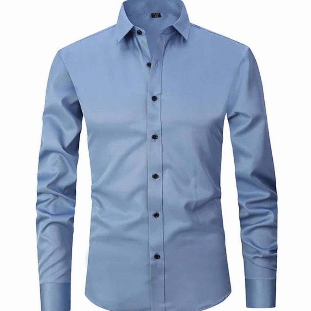Men's Slim-Fit Long-Sleeve Button-Down Dress Shirt - Grey Blue