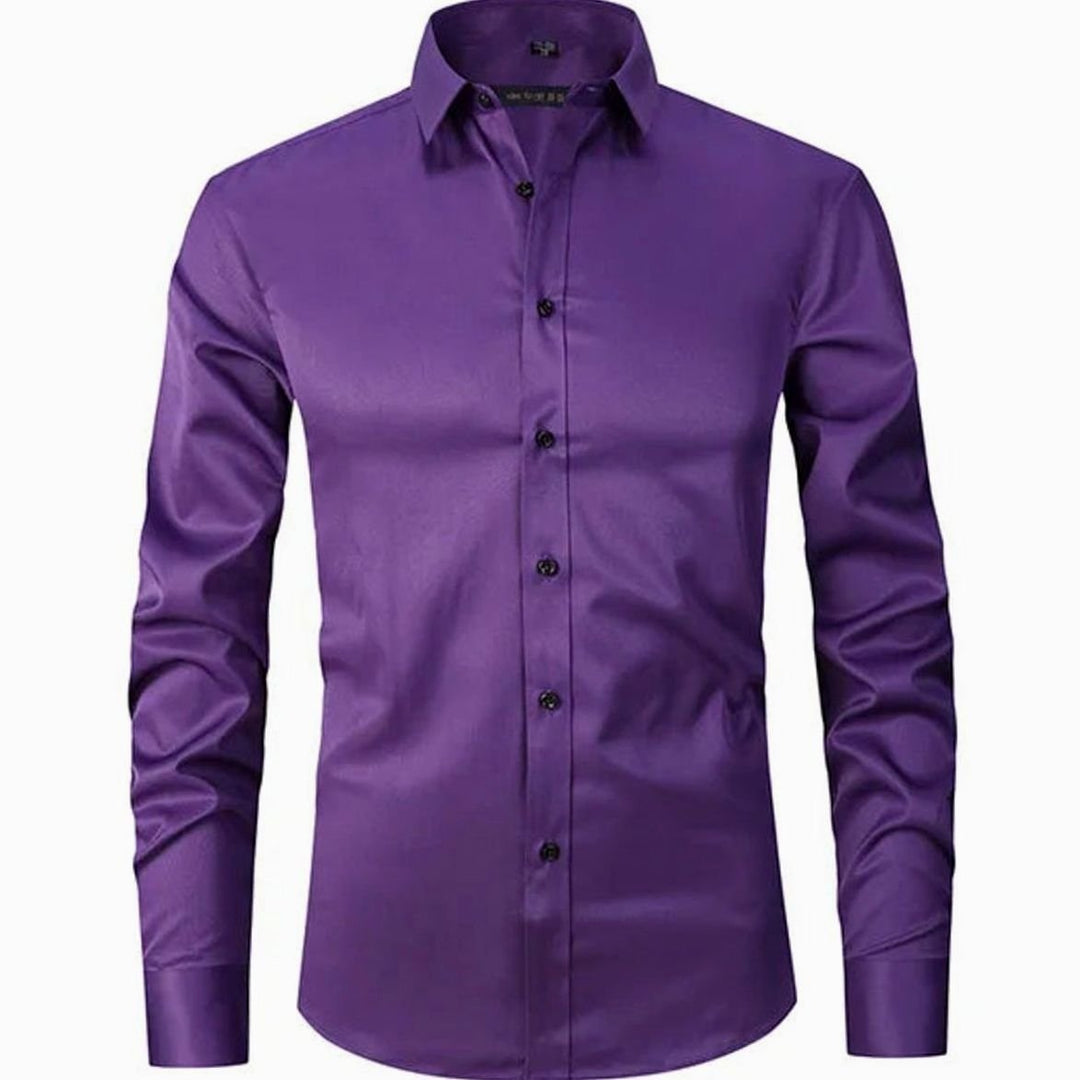 Men's Slim-Fit Long-Sleeve Button-Down Dress Shirt - Violet