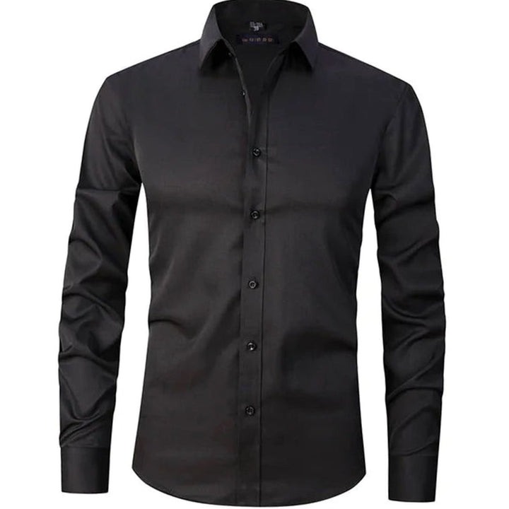 Men's Slim-Fit Long-Sleeve Button-Down Dress Shirt - Black